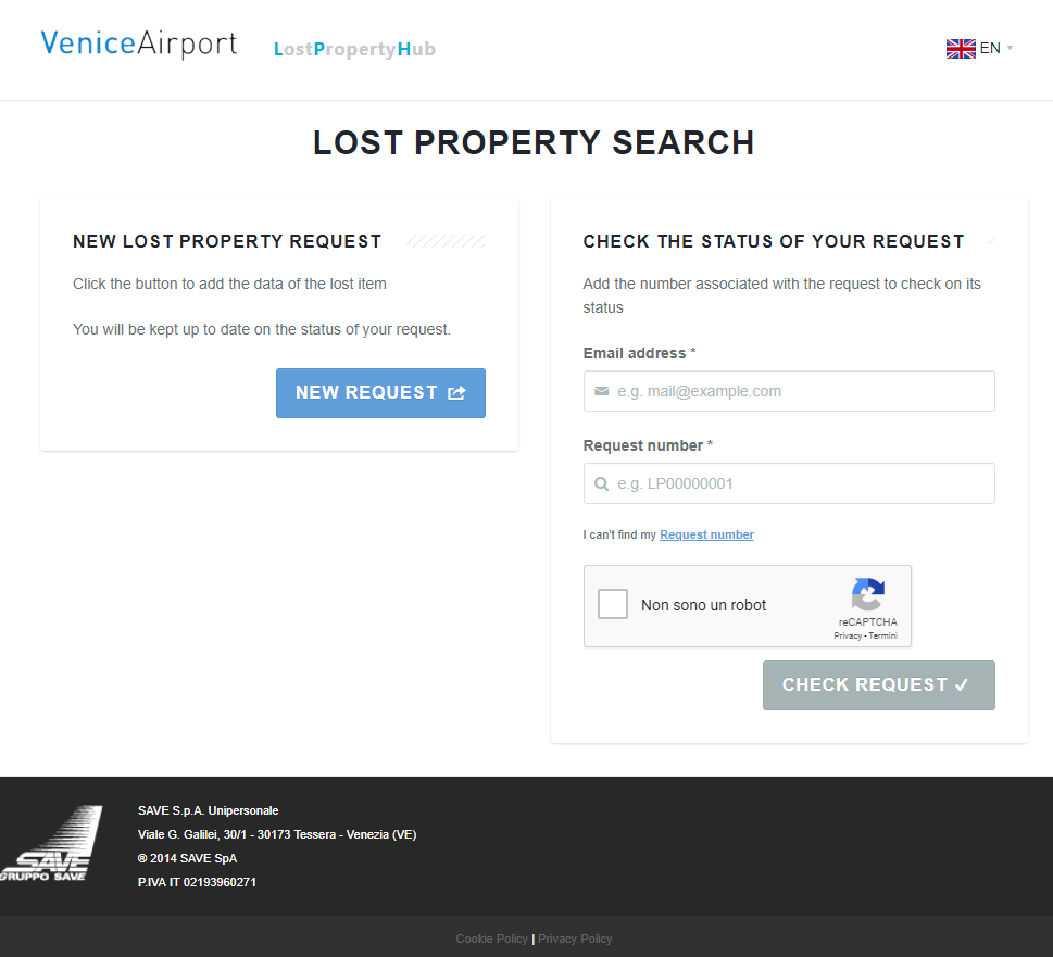 Venice Airport Lost Property Website